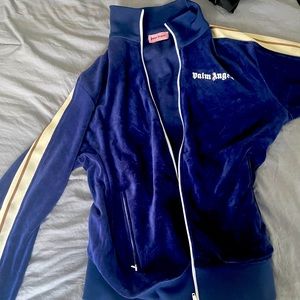 Palm angels velour blue track jacket